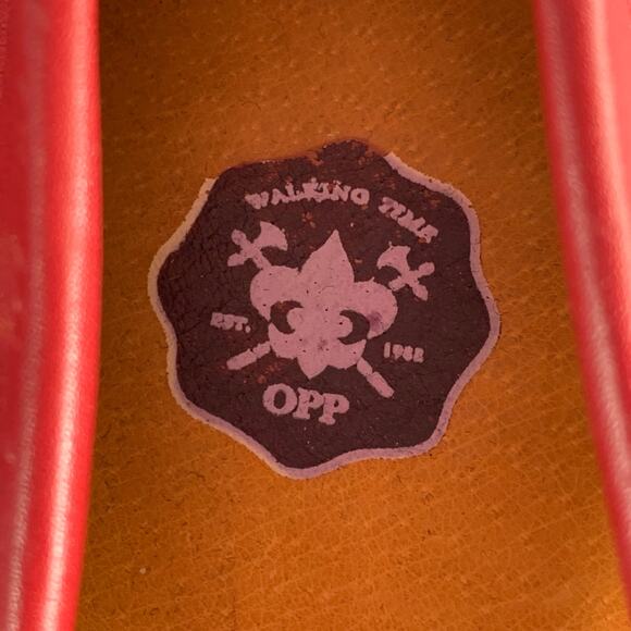 OPP FRANCE Size 7 Red Leather Penny Drivers Loafers - Picture 7 of 8